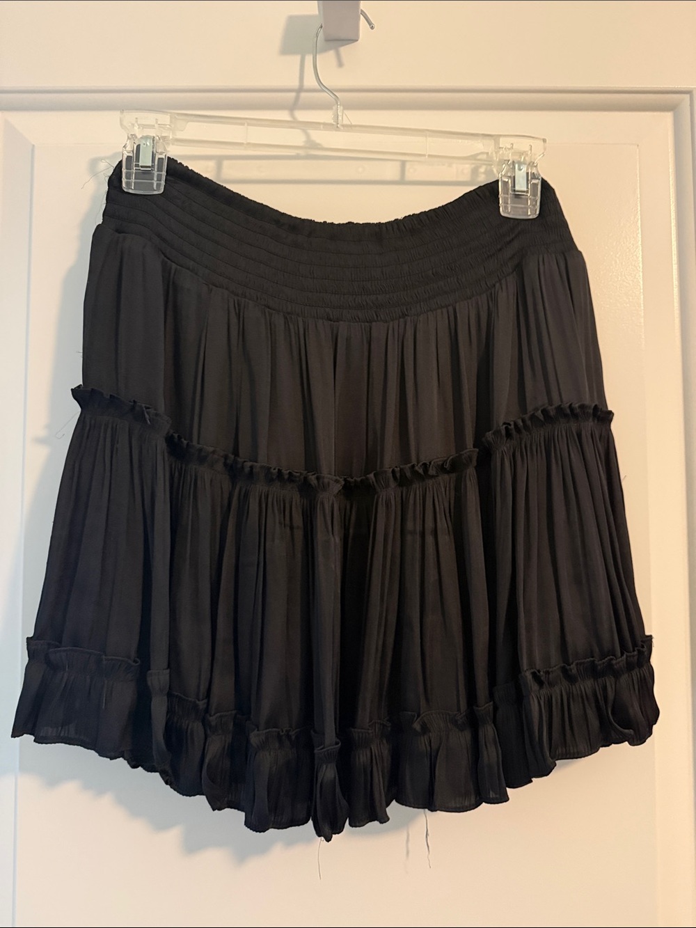 Muse Black Tiered Ruffle Smocked Waist Skirt